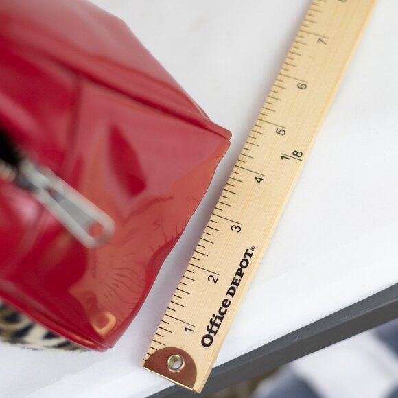 Lux De Ville Red Patent Leopard Rockabilly Pin Up Bag - Picture 14 of 15